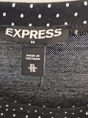 Express Black Top with White Polka Dot Accent